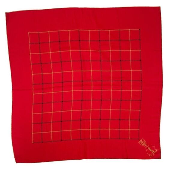Vintage Burberrys' 100% Silk Nova Check Foulard Square Scarf Red - Picture 1 of 6